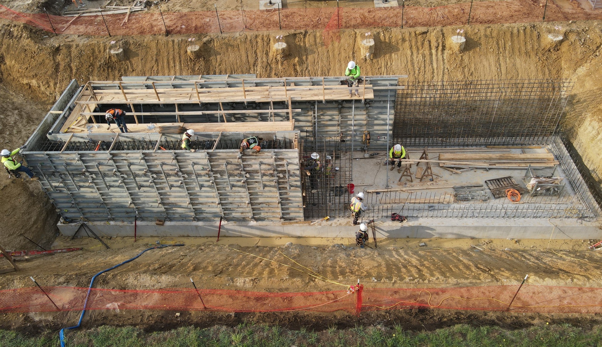 CLW Water Group crew forming concrete walls on a water infrastructure site